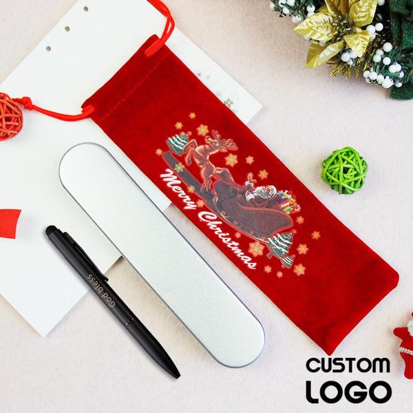 

ballpoint pens 3pcs custom logo touch screen pen engraved signature case christmas bag year gifts office stationery, Blue;orange