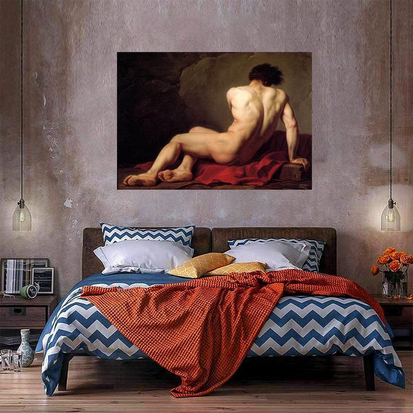 Männlicher nackt Riesiges Ölgemälde auf Leinwand Wohnkultur Handgemalte HD Print Wandkunst Bilder Anpassung ist akzeptabel 21051208