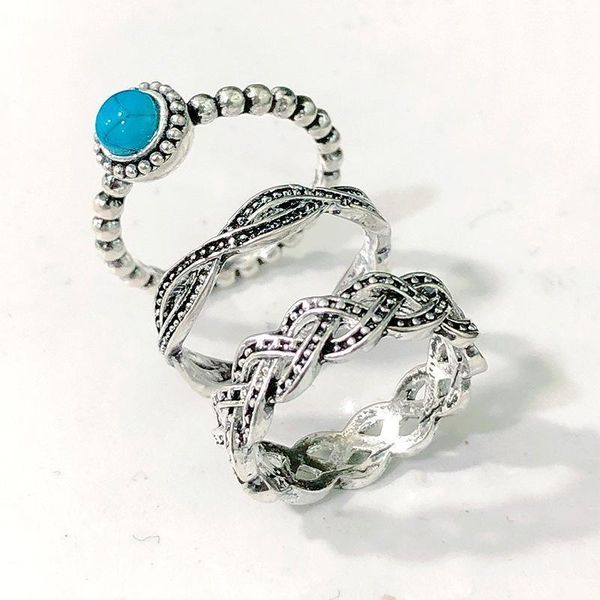 

2020 designer luxury ladies ring green turquoise inlaid ring european and american border, Silver