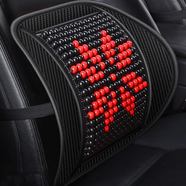 

seat cushions universal car back support chair cushion massage lumbar waist mesh pad wood bead for office home