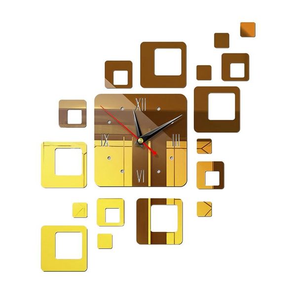 

wall clocks removable modern 3d acrylic mirror clock diy sticker home decor square on the numbers