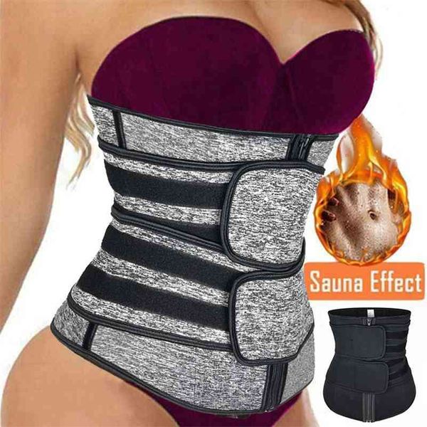 

neoprene sweat sauna waist trimmer belt abdominal trainer corset fat burner sport girdles tummy body shaper postpartum recovery 210402, Black;white