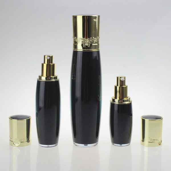 

storage bottles & jars 100ml black acrylic lotion bottles, plastic empty round bottle made in china