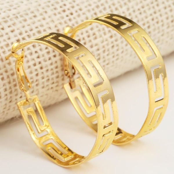 

hoop & huggie gold silver color earrings for women trendy hollow-carved design geometric drop statement fashion party jewelry, Golden;silver