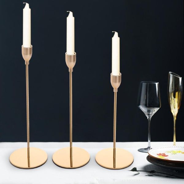 

candle holders set of 3 metal gold brass candlestick taper for home deskdecor luxury wedding stand