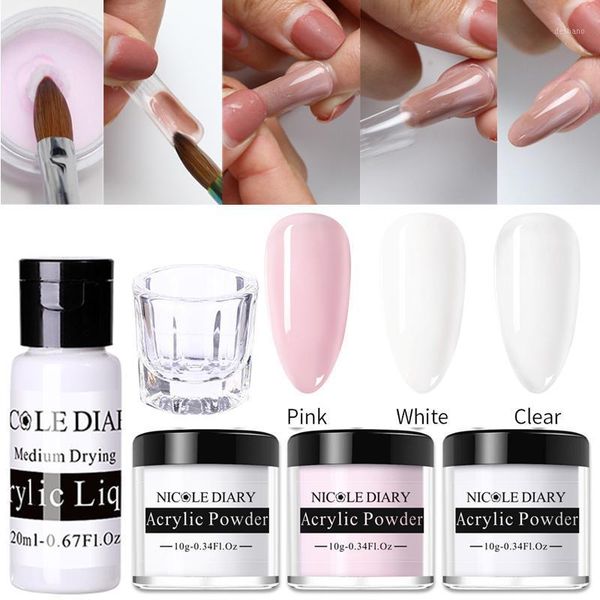 

diary acrylic powder clear extension builder crystal nail glitter 10ml tip polymer tools1, Silver;gold