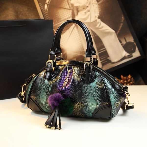 

evening bags luxury handbag women bag designer split leather panelled color serpentine messenger ladies office clutches