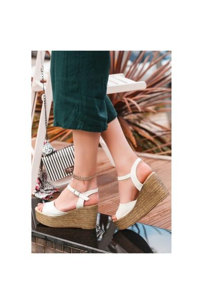 

sandals loya white skin wedges, Black