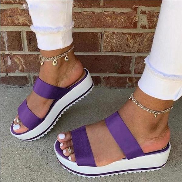 

slippers summer comfortable flat bottom women female beach platform outdoor slip on open toe shoes, Black
