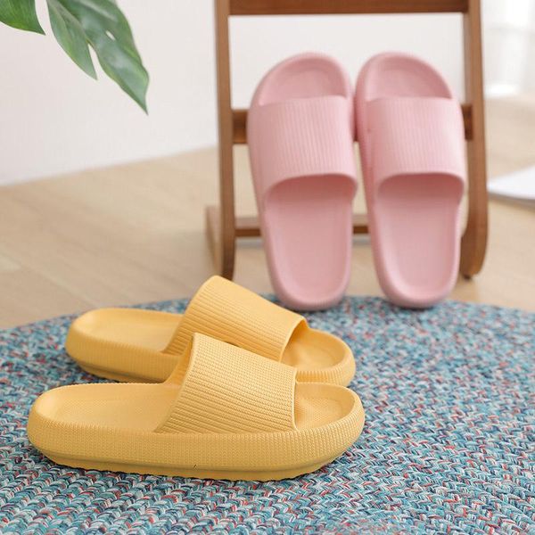 

super thick bottom slippers bathroom couple's slipper summer eva home soft anti-slip women indoor shoes flip flop man sandals, Black