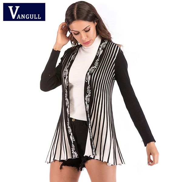 

women's sweaters autumn & winter fashion casual clothing black and white striped knit cardigans long sleeve thin knitting female, White;black