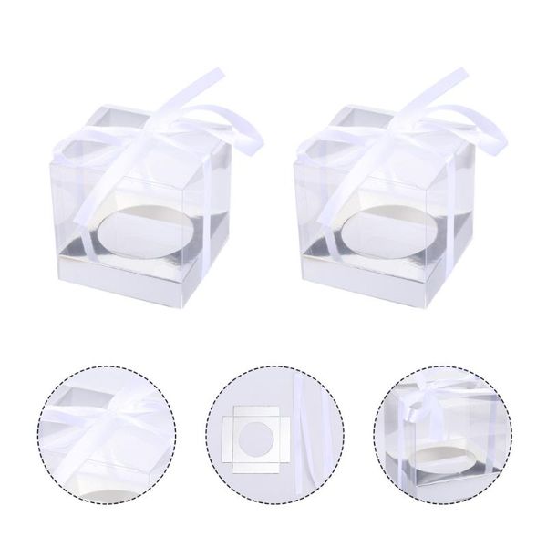 

gift wrap 12pcs transparent dessert cake boxes portable packaging with ribbon