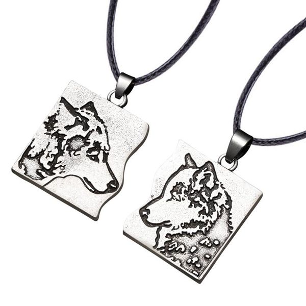 

pair teen wolf amulet couple love viking jewelry pendant necklace bff gift for women men friends jewlery accessories necklaces, Silver