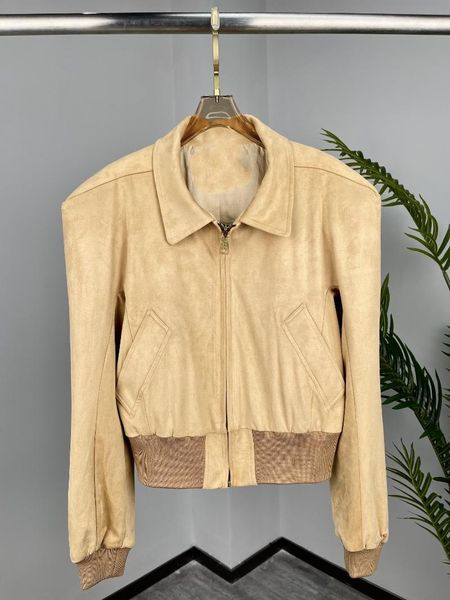 

women's jackets 2021 women fashion long sleeve lapel square shoulder zipper jacket 1012, Black;brown