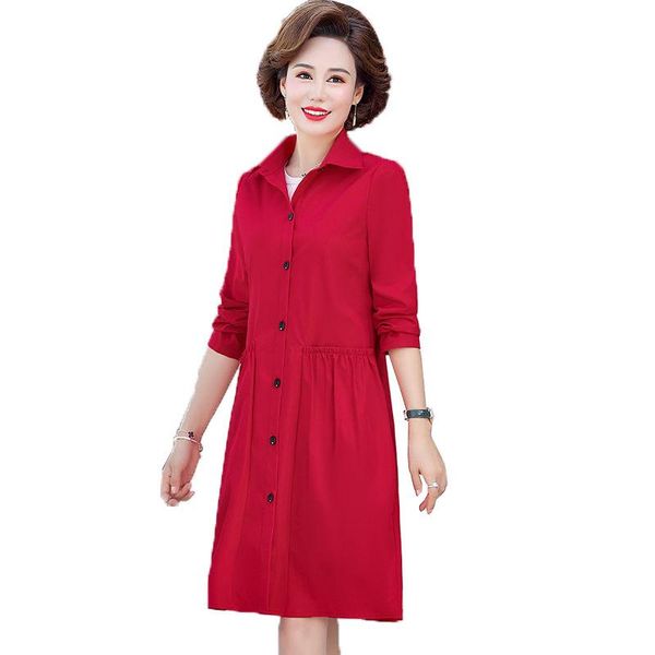 

spring fall mother's coats 2021 middle-aged women casual trench coat fashion mid-length plus size thin windbreaker 5xla845 women's, Tan;black