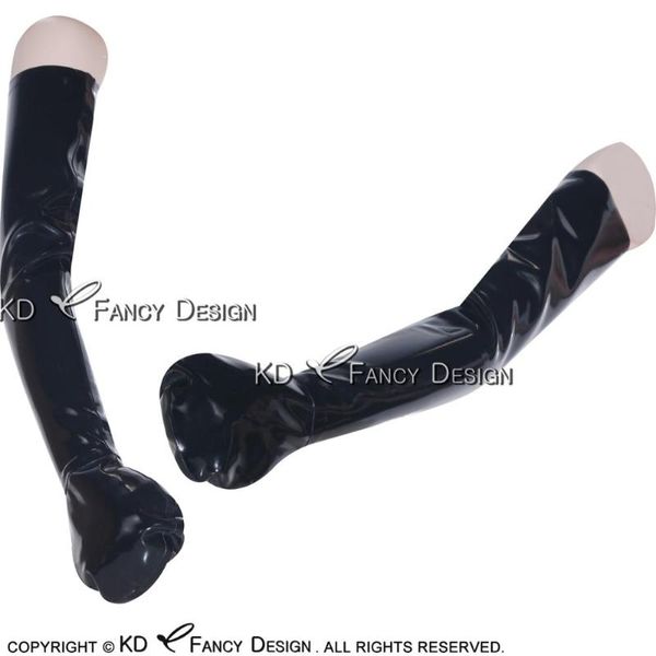 Party Masken Schwarz Sexy Lange Latex Boxhandschuhe Gummihandschuhe Plus Größe ST-0006