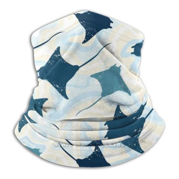 

scarves seamless pattern with manta rays microfiber neck warmer bandana scarf face mask nature ocean vector fish sea stingray, Blue;gray