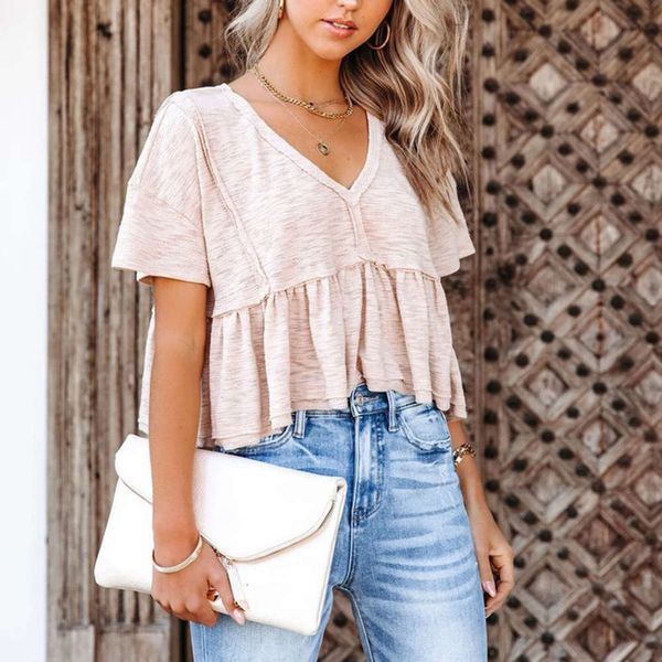 

new t-shirt ruffle straight women's wear, Black;gray