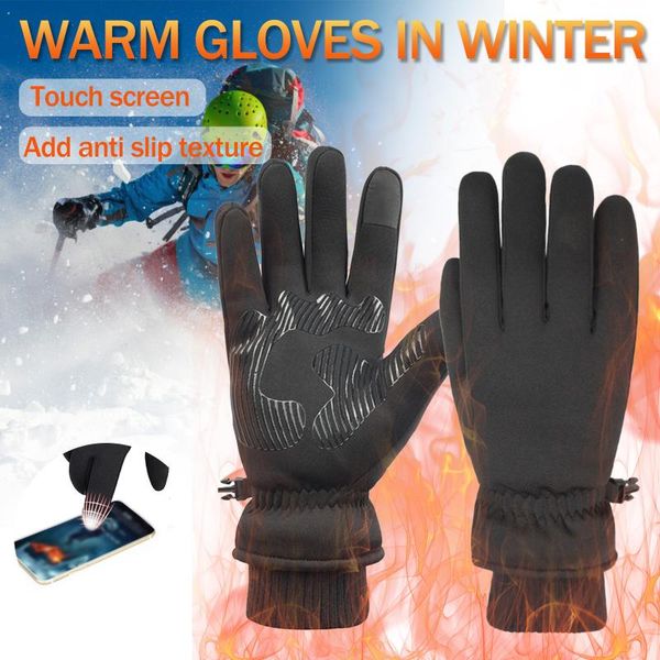 

cycling gloves thick winter touchscreen men women outdoors warm ski guantes ciclismo#30, Black