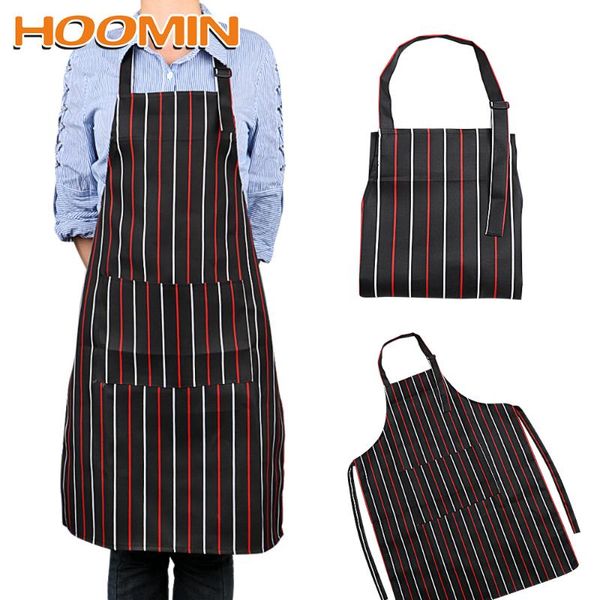 

home kitchen chef restaurant waiter aprons cooking apron with pockets adjustable black stripe bib