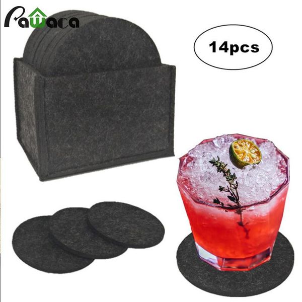 

mats & pads 14pcs/set round heat resistant felt coasters coffee drink tea cup non-slip insulation mat placemat household products