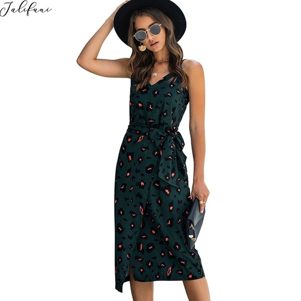 

boho print dress women summer backless waist lace-up spaghetti strap slit beach dress elegant party robe for lady vestidos 210415, Black;gray