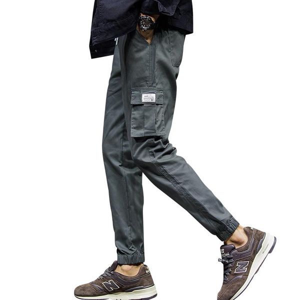 

men overalls male loose stitching pocket chinese leisure wind of pants beam ankle - tied trousers men's, Black