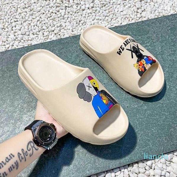 

slipper men women slide bone earth brown desert sand resin designer shoes sandals foam runner street, Black