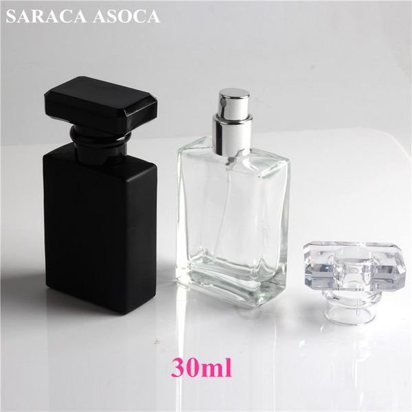

30ml big capacity black perfume bottles clear travel spray glass storage & jars