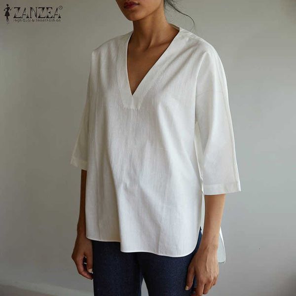 

women's blouses & shirts blouses blouse ladies v neck mujer camisetas summer holiday casual solid blusa femininas plus siz f19f, White