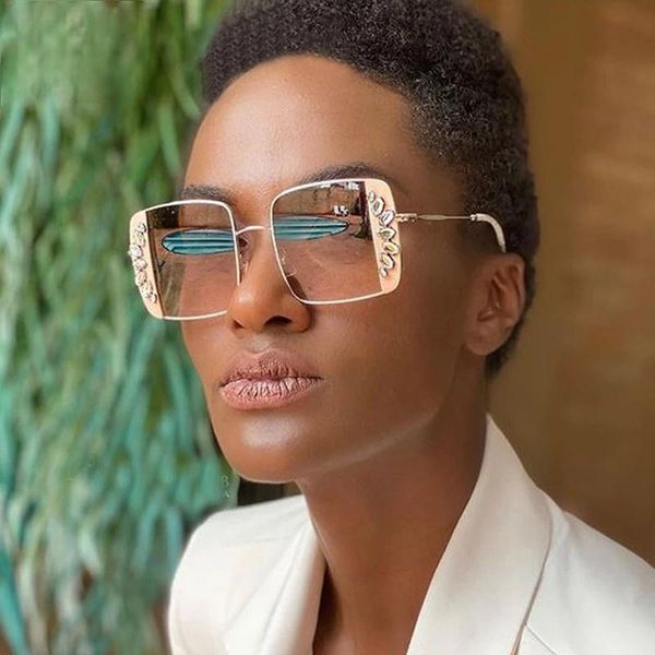 

sunglasses diamond square 2021 women men oversized shades glasses luxury designer sun eyewear uv400, White;black