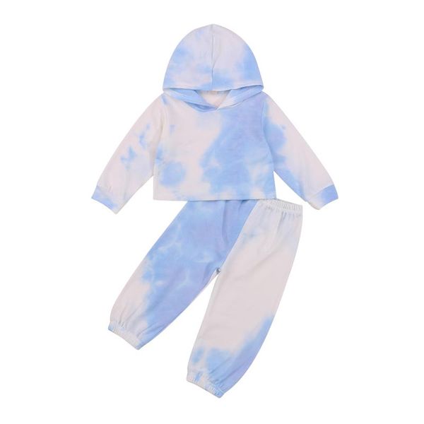 

clothing sets tie-dye printing hooded outfits two piece baby sweater trousers casual style loose version spring, White