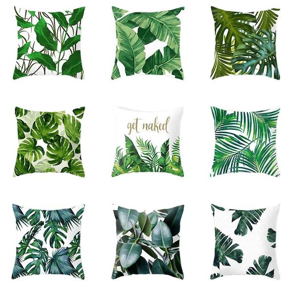 

cushion/decorative pillow tropical plants cushion cover polyester green leaves home decorative pillowcase plant throw case