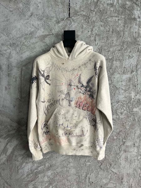 

2022 spring new fashion mens designer hole decoration and do old hoodies ~ us size hoodie ~ mens new designer hoodies, Black