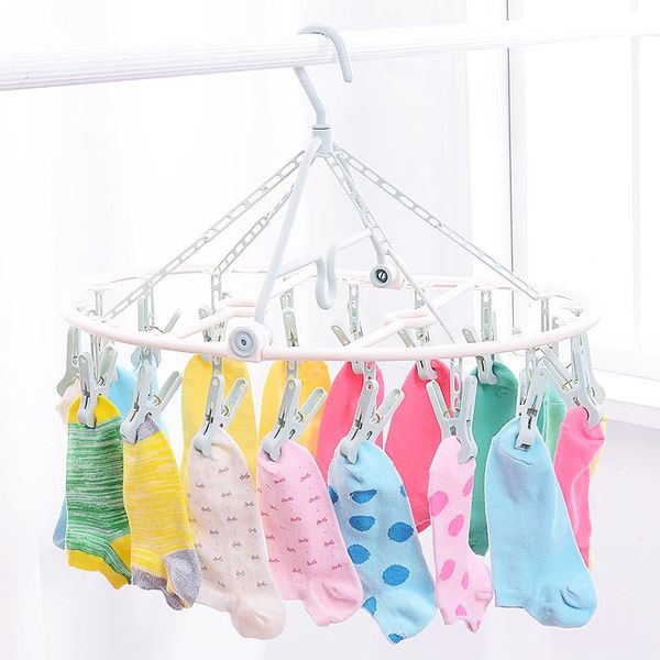 

foldable plastic multi-clip hanger windproof clothespin clothes hangers & racks