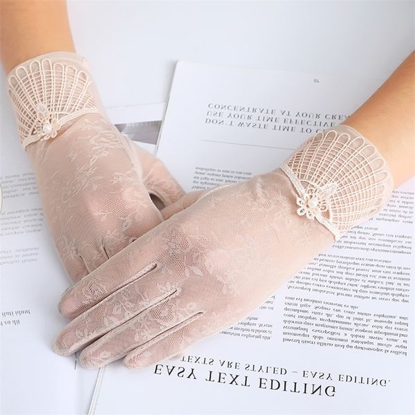 

sunscreen gloves women's summer short outdoor riding driving electric vehicle lace touch screen, Black
