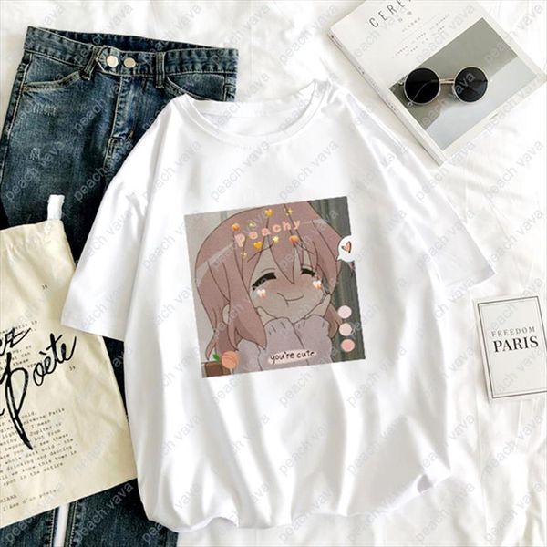 

anime cartoon sailor moon women casual loose clothes tees print fun love summer harajuku japan short sleeve t shirt, White