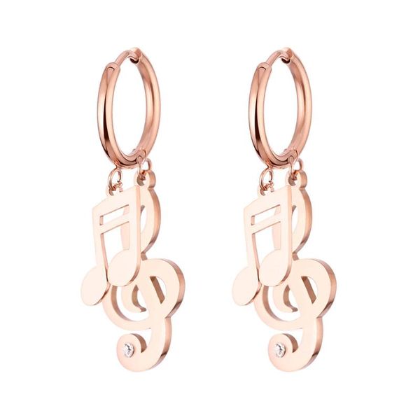 

hoop & huggie stainless steel note earrings for woman rose gold clear crystal earring musical fans women accessory jewelry gift, Golden;silver