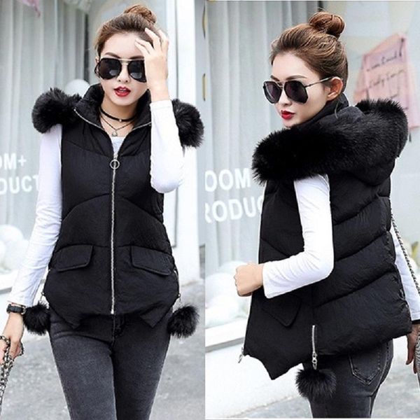 

women's vests zogaa autumn and winter vest cotton hooded women fashion age reduction multicolor optional, Black;white