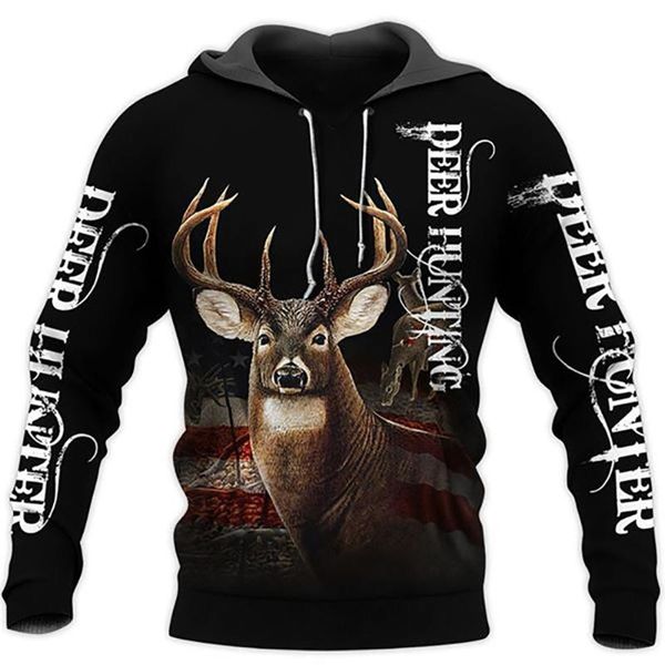 

women's hoodies & sweatshirts liumaohua camo amo hunting animals deer art 3d hoodie men women fashion hooded sweatshirt long sleeve cas, Black