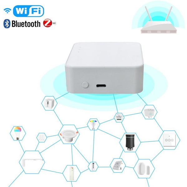 

smart home control tuya multi-mode gateway wifi+bluetooth+zigbee multi-protocol communication works with alexa google voice