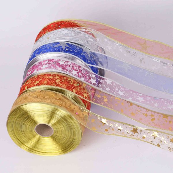 

ornaments 100 yards 5cm wide powdered star ribbon printed gilded note ribbon