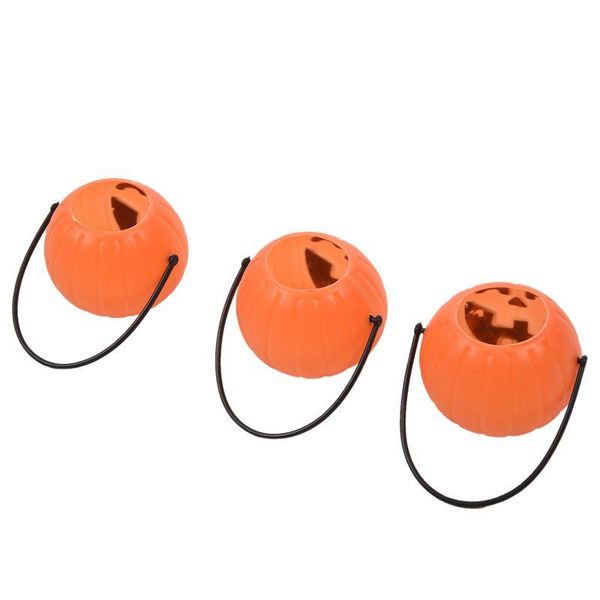 

gift wrap pumpkin candy holder 12 mini trick-or-treat halloween bucket:orange