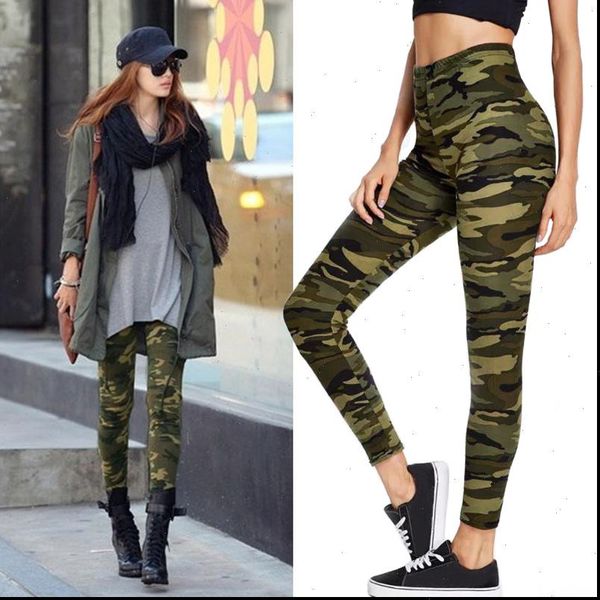 

casual camouflage fitness women legging skinny high waist long pants work out sportswear elastic leisure leggins mujer, Black