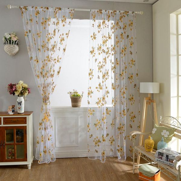 

beautiful printed tulle curtain for living room the bedroom kitchen windows voile yarn flowers sheer curtains decor & drapes