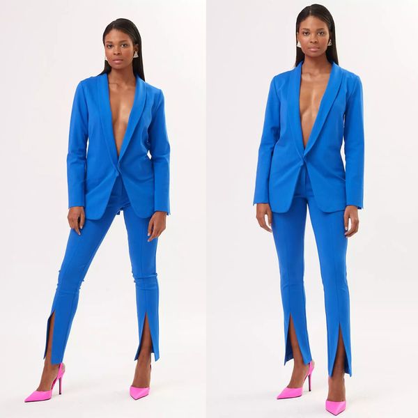 Summer Mother Of The Birde Pantaloni Abiti Blue Street Celebration Blazer Set Evening Party Prom Abiti da sposa 2 pezzi