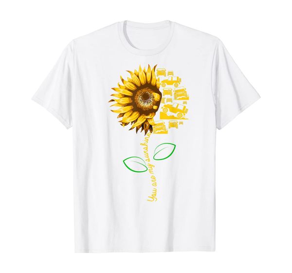 

you're my sunshine sunflower-jeep tshirt for boy girl, White;black