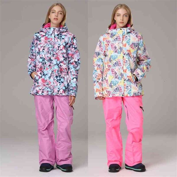 

-30 winter women snow ski suit wear clothing snowboarding set waterproof windproof mountain jacket and pant female sportwear
