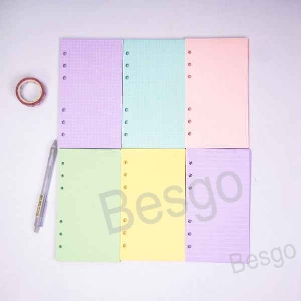 A5 folhas soltas cor sólida cor caderno espiral 6 buracos bloco de notas cor grade mão conta mão substituição página escritório escritório papelaria bh5565 tyj