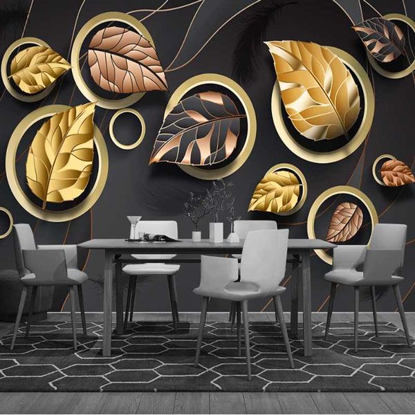 

wallpapers custom 3d geometric golden leaf abstract lines living room bedroom background wallpaper mural